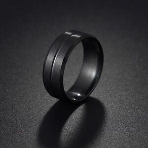 NEW! Men's Minimalist Solid Black Stainless Steel Band Ring Size 9